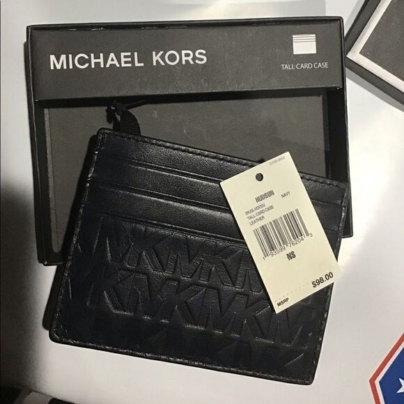 Michael Kors LEATHER Men's Tall Embossed Leather Card Case - Picture 10 of 11